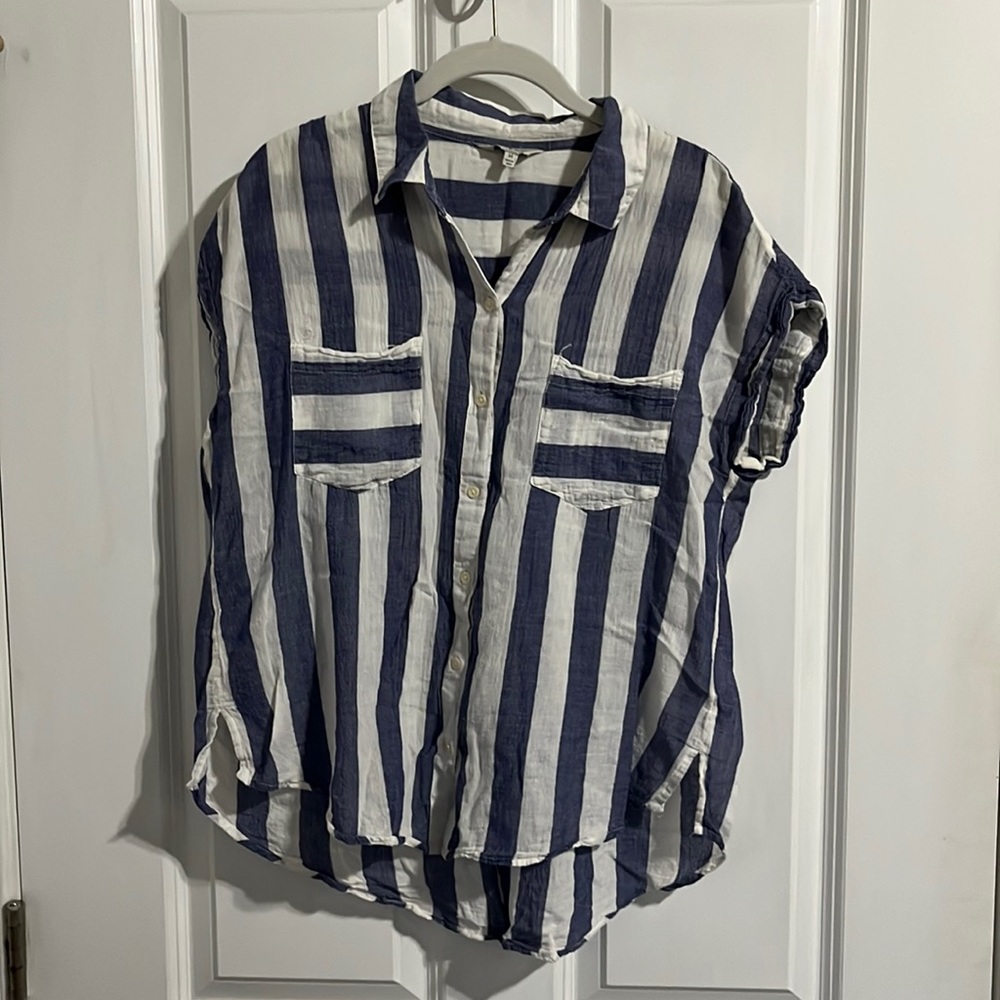 Lucky Brand blue and white striped summer top